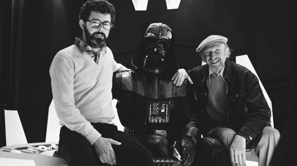 George Lucas, David Prowse (Darth Vader) e il regista Irvin Kershner